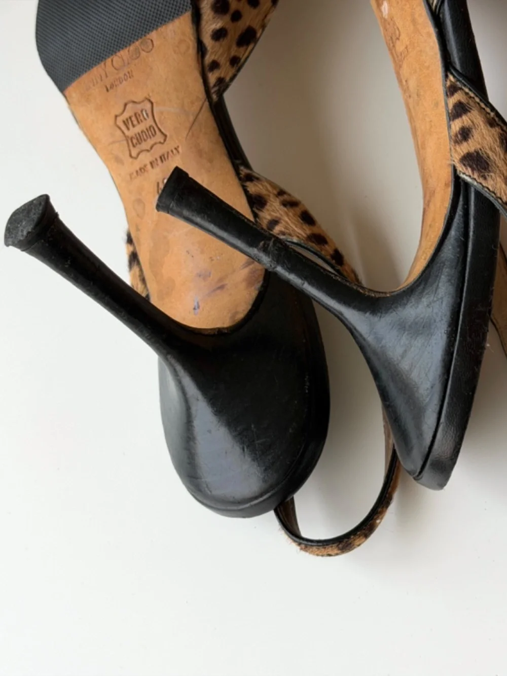 Vintage Jimmy Choo leopard pony hair slingback, IT 40